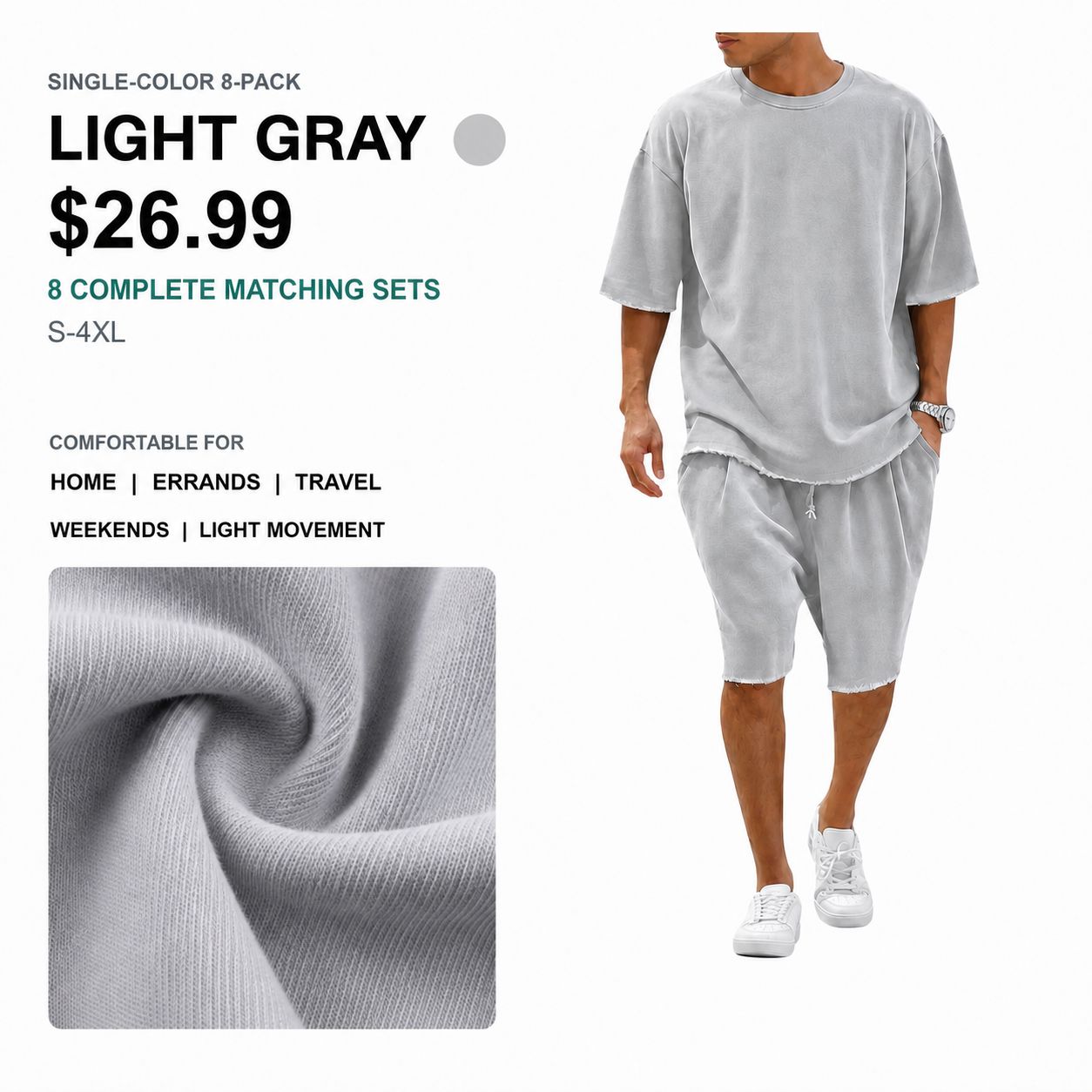 Men's Cotton T-Shirt & Shorts Sets | 8-Pack & 16