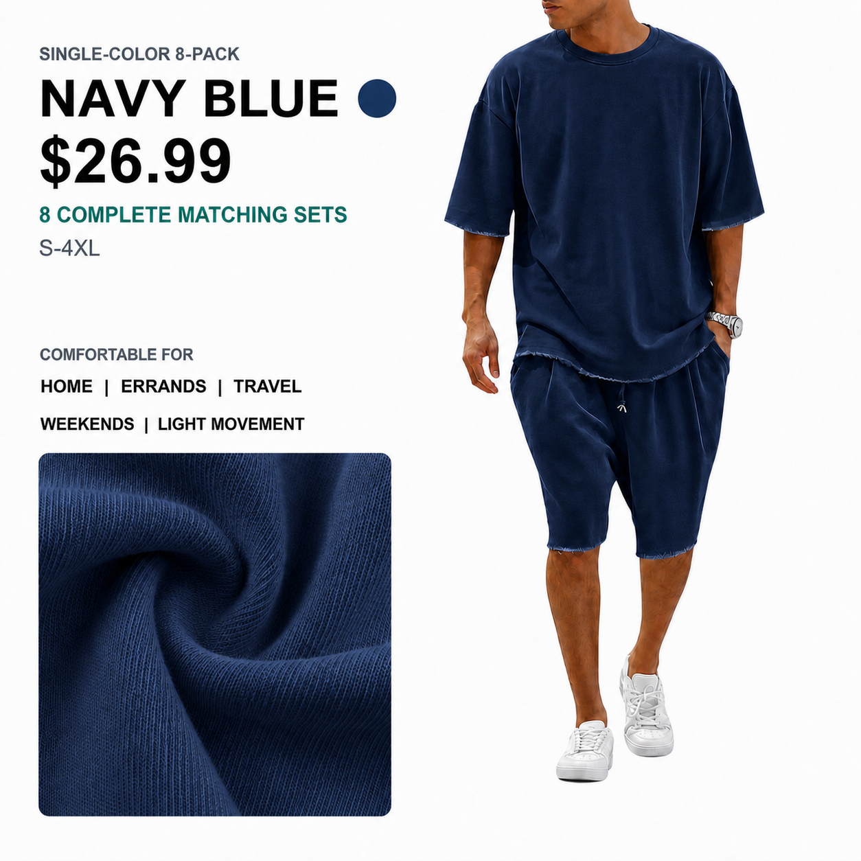 Men's Cotton T-Shirt & Shorts Sets | 8-Pack & 16