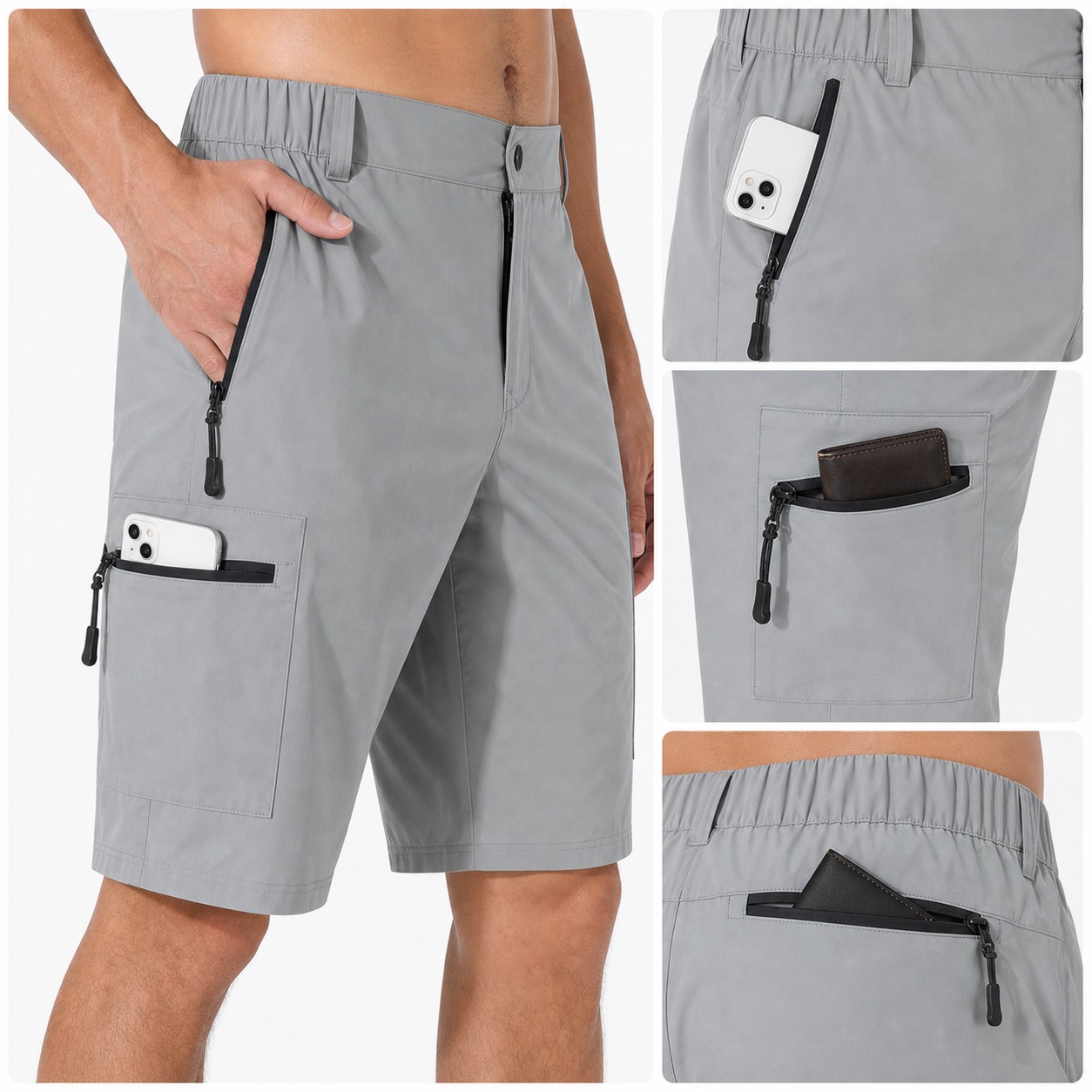 Men's Quick-Dry Hiking Cargo Shorts 8-Pack Mixed Color Set - Multi