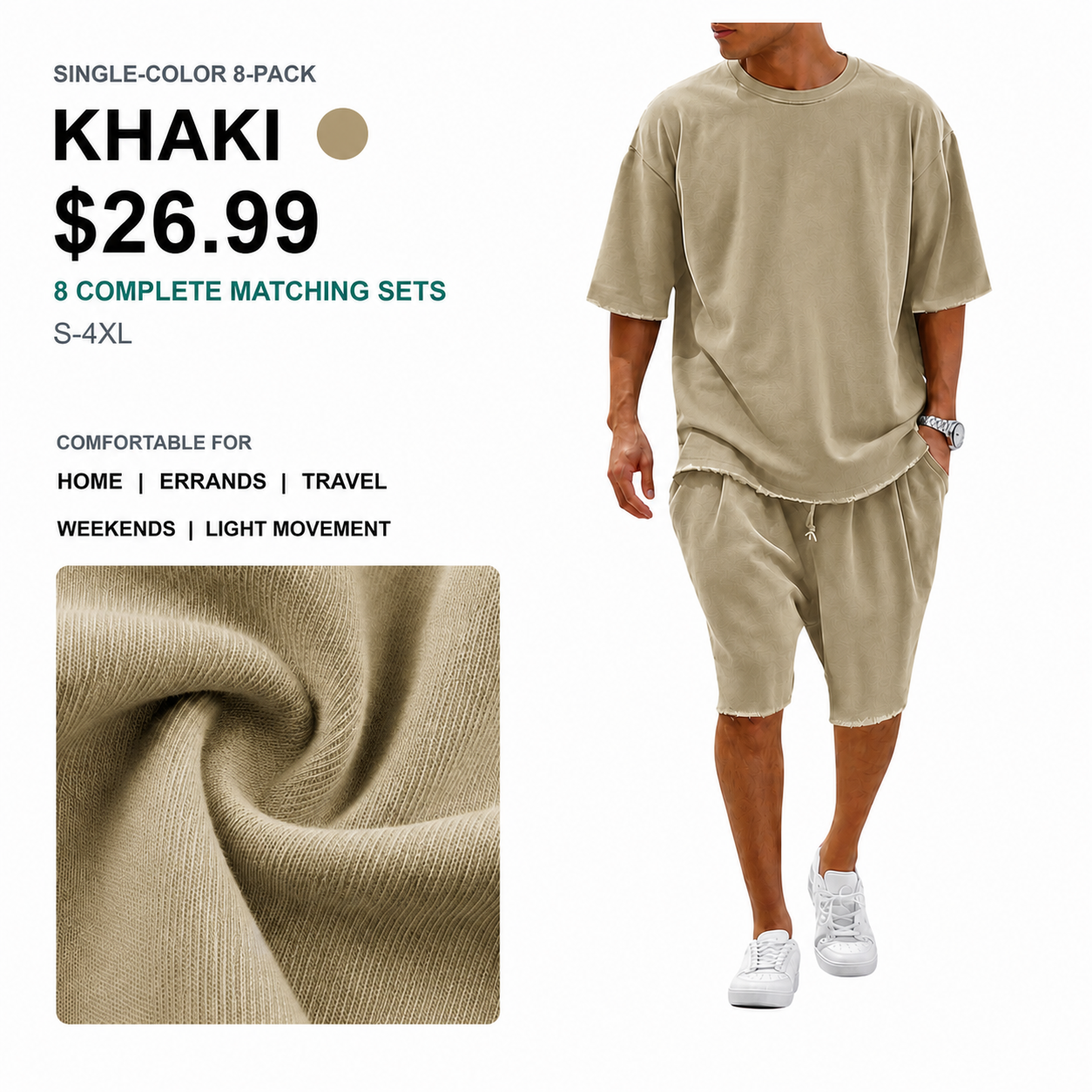 Men's Cotton T-Shirt & Shorts Sets | 8-Pack & 16