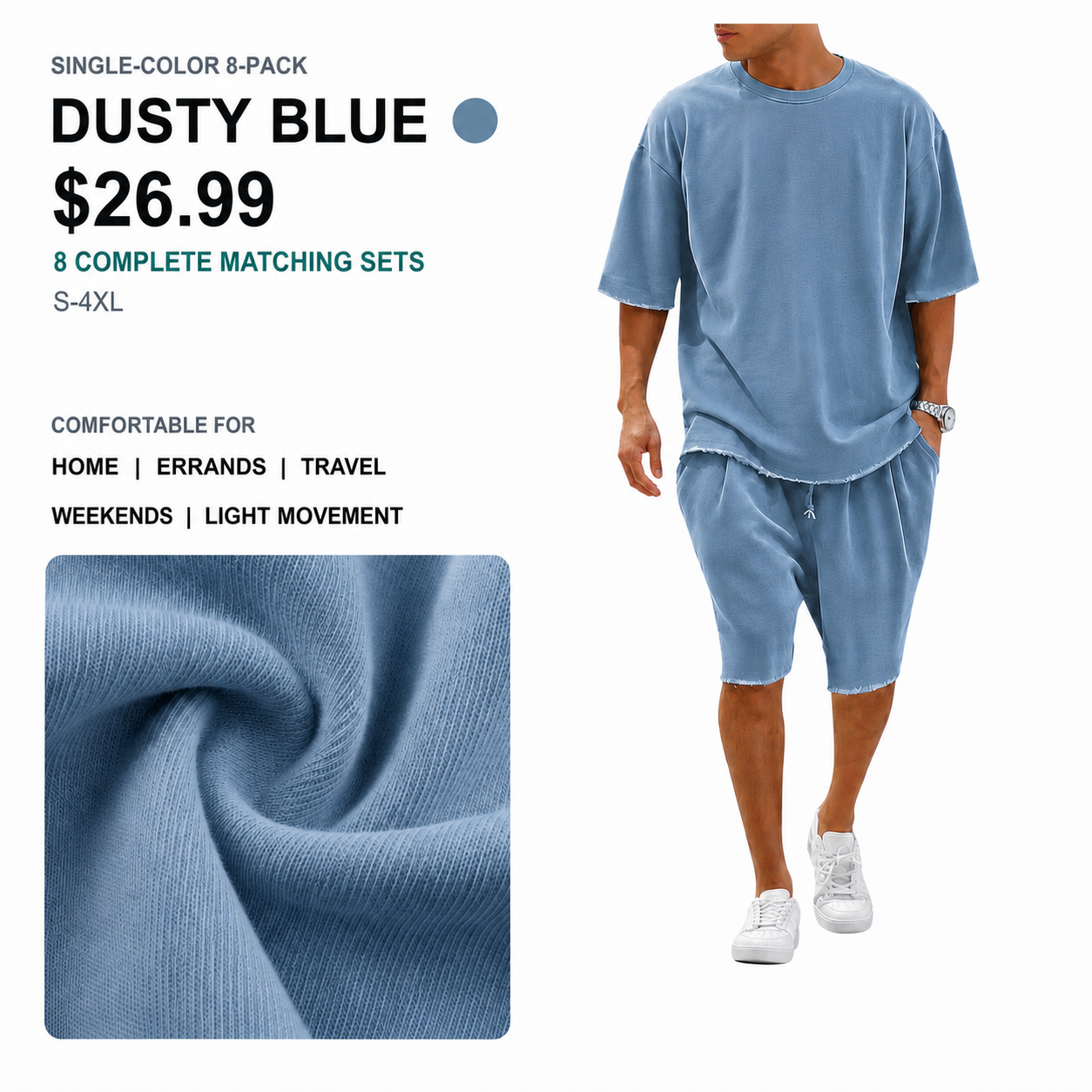 Men's Cotton T-Shirt & Shorts Sets | 8-Pack & 16