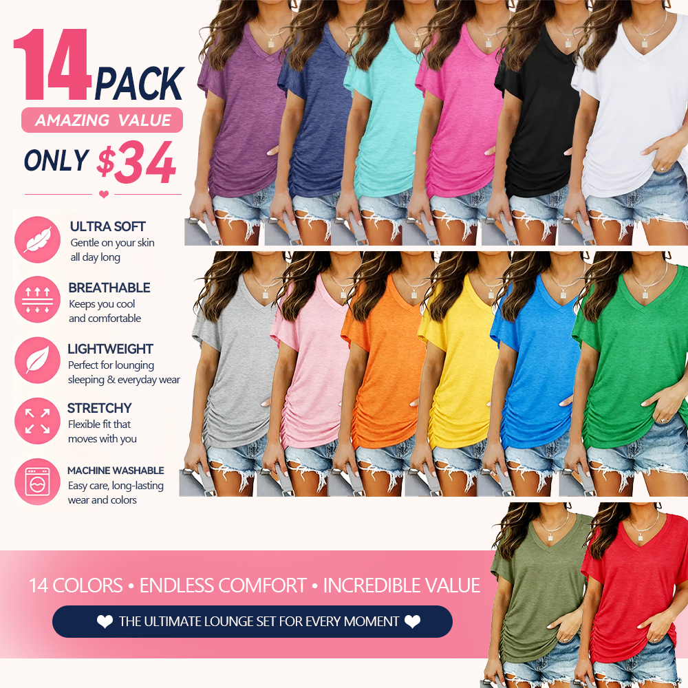 Hot Sale -Women’s V Neck Dolman Sleeve Loose Top