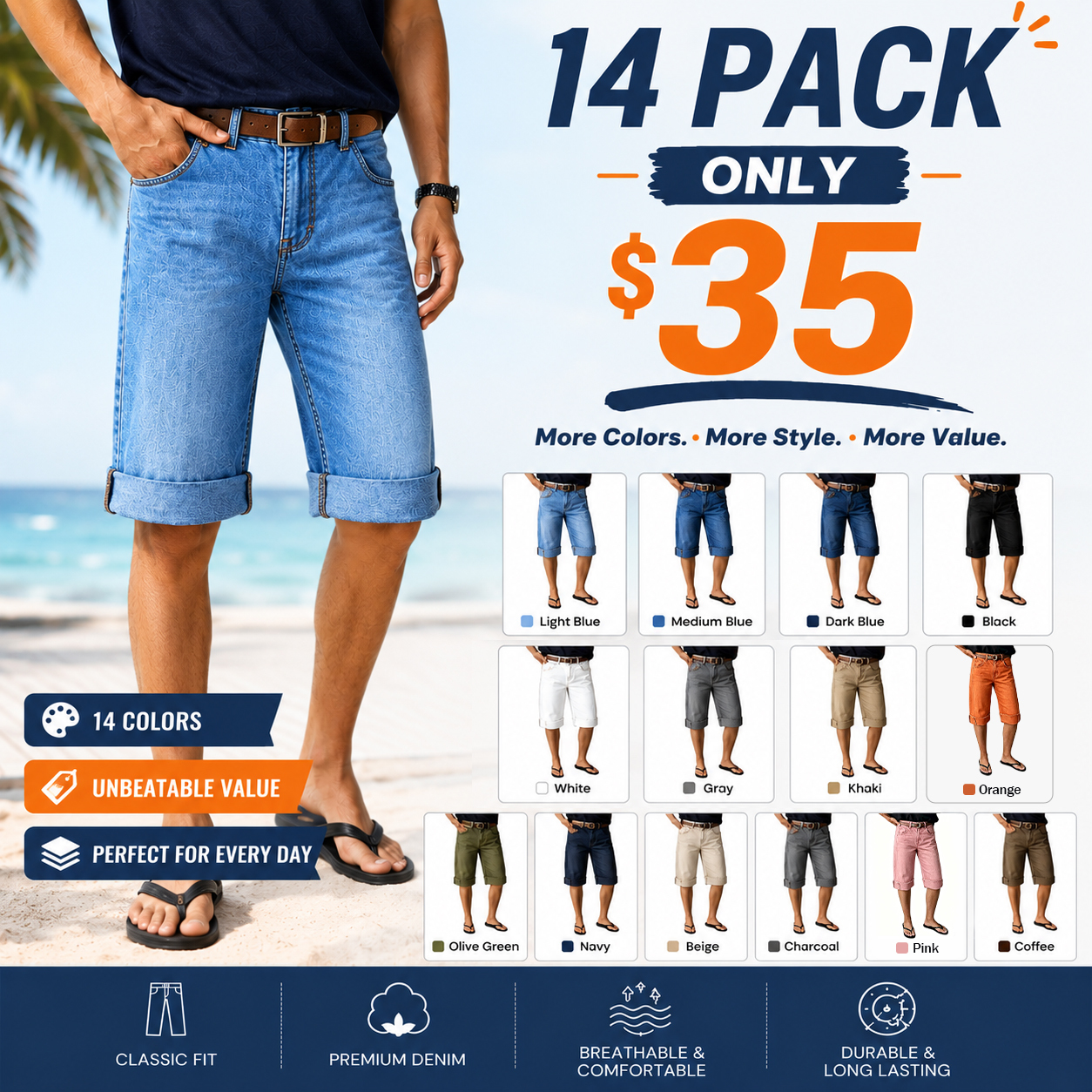 Seam Front Roll Raw Hem Mid Rise Denim Bermuda Shorts