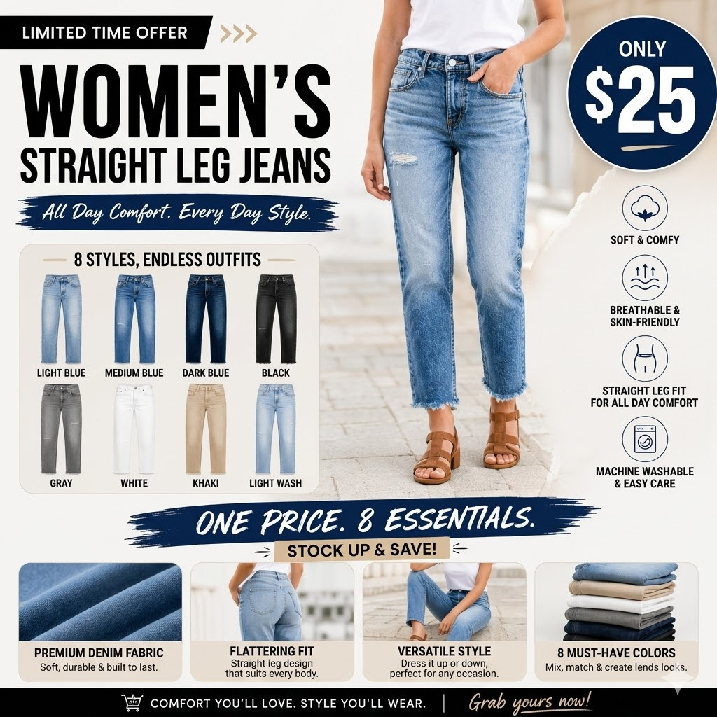 LAST 2 DAYS - Mid-Rise Straight-Leg Cropped Jeans