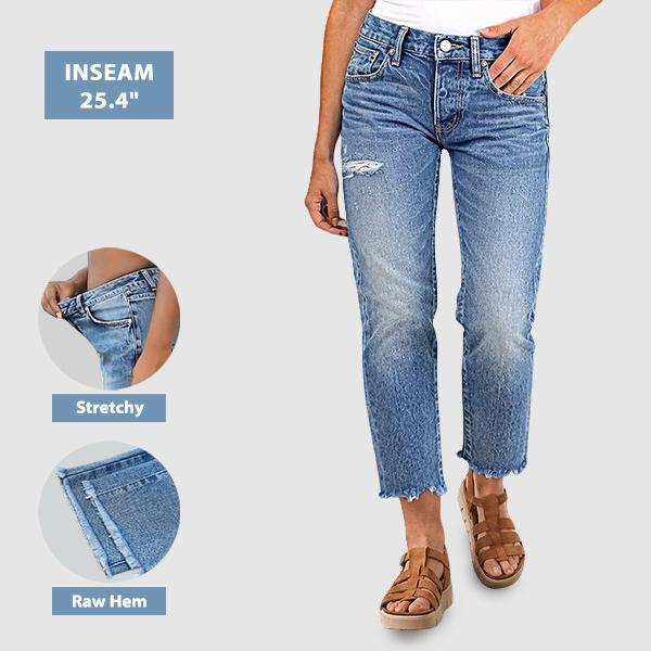 LAST 2 DAYS - Mid-Rise Straight-Leg Cropped Jeans