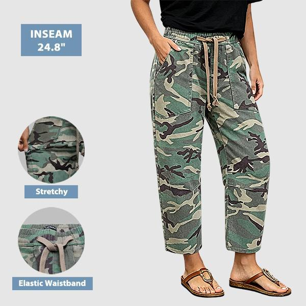 LAST 2 DAYS - Camo Drawstring High Waist Barrel Leg Pants