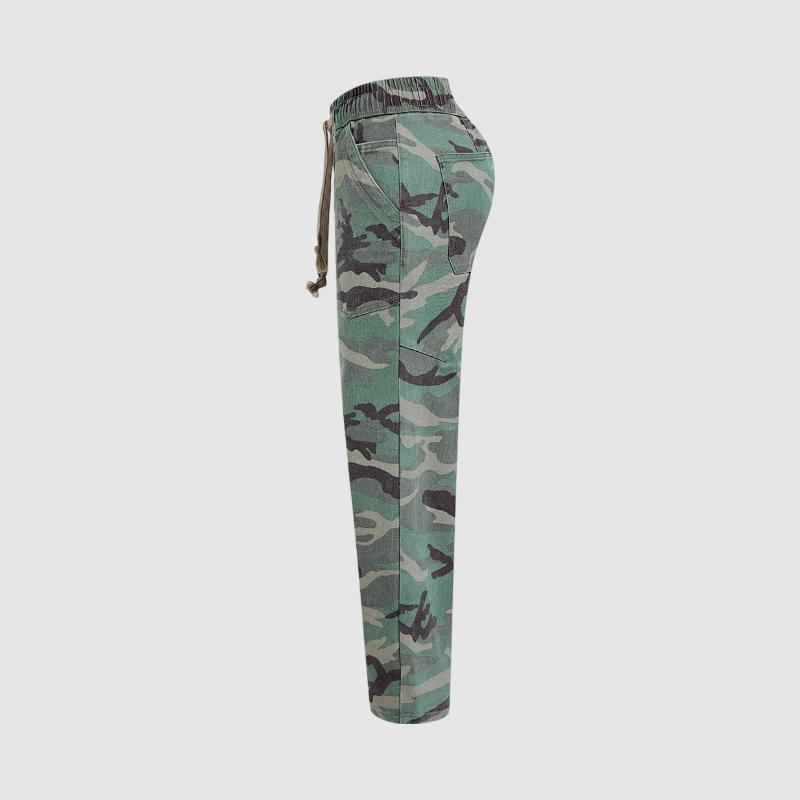 LAST 2 DAYS - Camo Drawstring High Waist Barrel Leg Pants