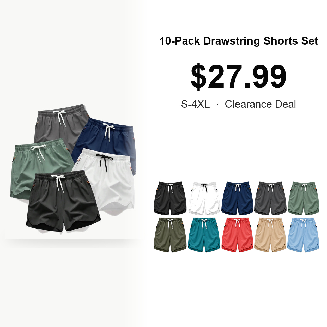 Men's Drawstring Zipper Pocket Shorts