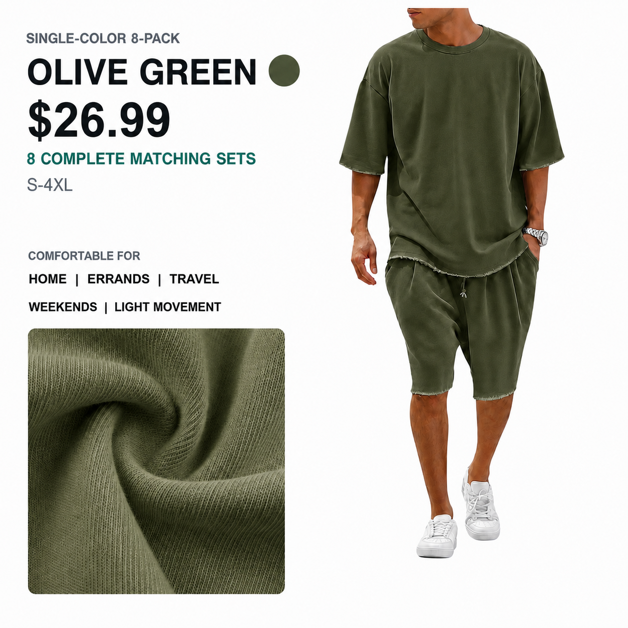 Men's Cotton T-Shirt & Shorts Sets | 8-Pack & 16