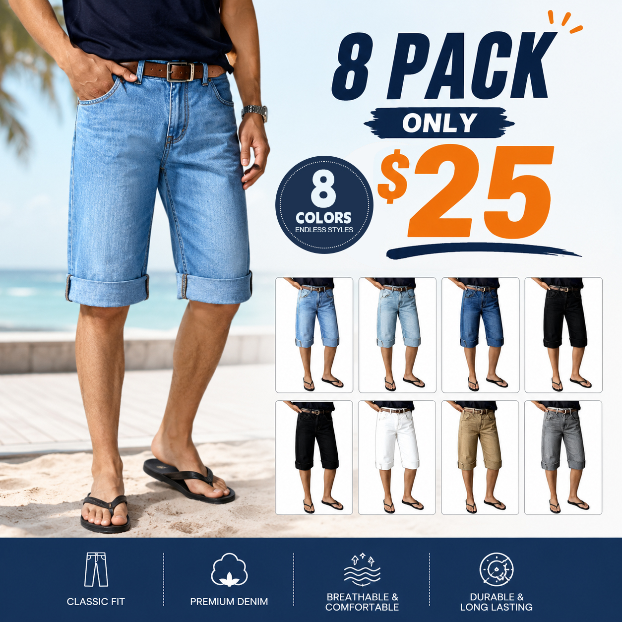 Seam Front Roll Raw Hem Mid Rise Denim Bermuda Shorts