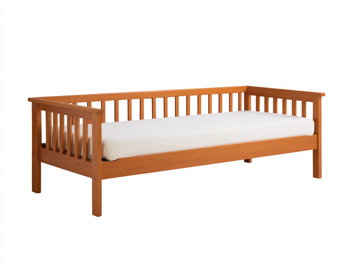 Schlafsofa 212x100x89 cm - Massivholz - Honigbraun und Weiß - Tagesbett mit senkrechten Streben für das Wohnzimmer-Vonoispace