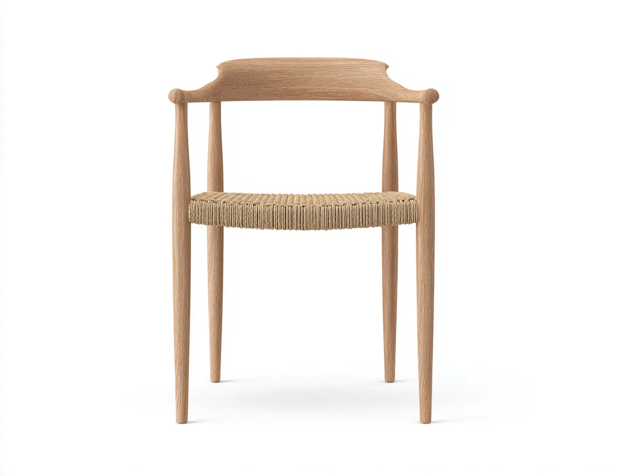 Beistellstuhl aus Holz und Flechtkordel 56x54x79 cm - Naturholz und Beige - offene Rückenform für Büro-Vonoispace