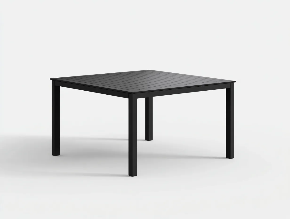 Esstisch quadratisch 105x105x75 cm - Schwarz - gerillte Metallplatte für den Außenbereich-Vonoispace