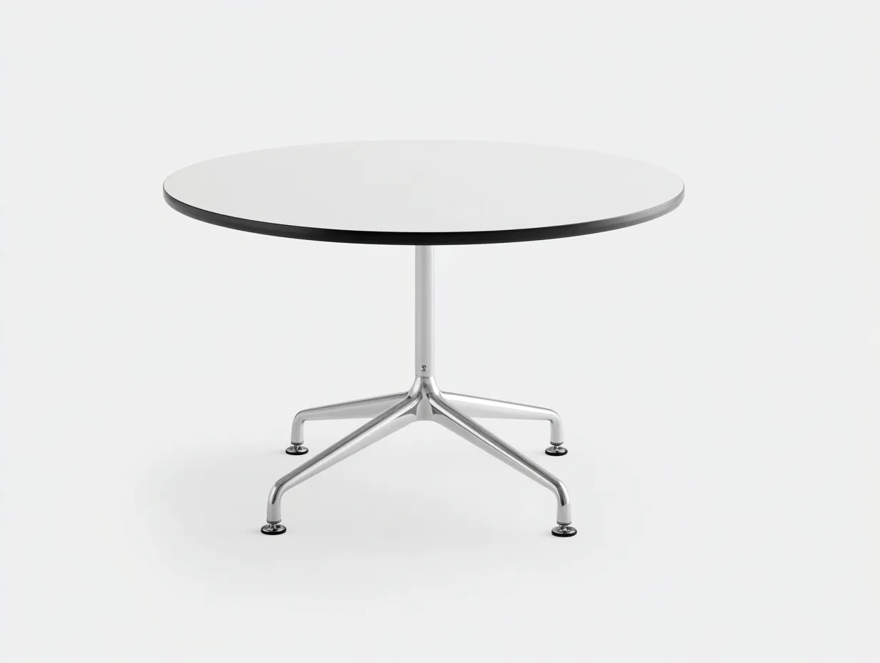 Esstisch rund 122x122x75 cm - Weiß und Chrom - schlanke Vierbein-Konstruktion für den Außenbereich-Vonoispace