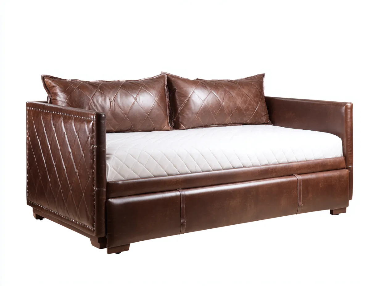 2-Sitzer-Sofa 204x98x88 cm - Leder Dunkelbraun und Weiß - gesteppte Seitenteile und breiter Unterbau für das Wohnzimmer-Vonoispace