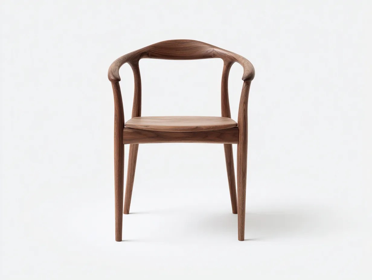 Beistellstuhl aus Holz 58x54x77 cm - Walnussbraun - geschwungene Armlehnen für Empfang und Büro-Vonoispace