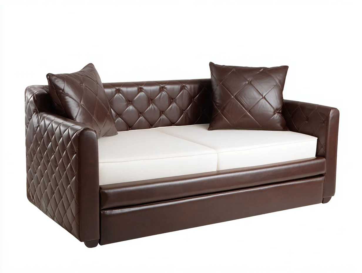 2-Sitzer-Sofa 202x95x87 cm - Leder Dunkelbraun und Cremeweiß - Rautensteppung und tiefe Sitzfläche für das Wohnzimmer-Vonoispace