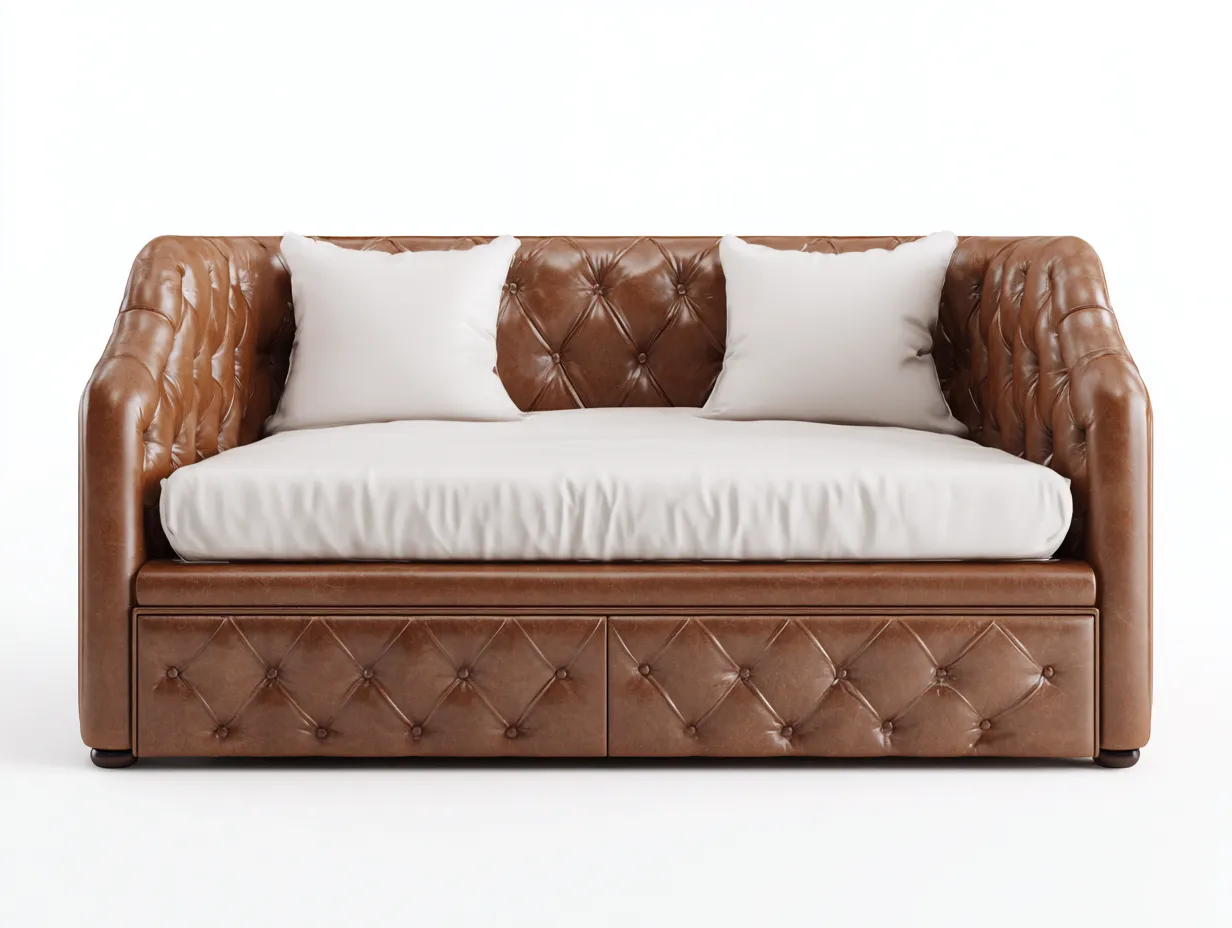 2-Sitzer-Sofa 200x94x86 cm - Leder Braun und Weiß - Chesterfield-Steppung und geschlossene Front für das Wohnzimmer-Vonoispace