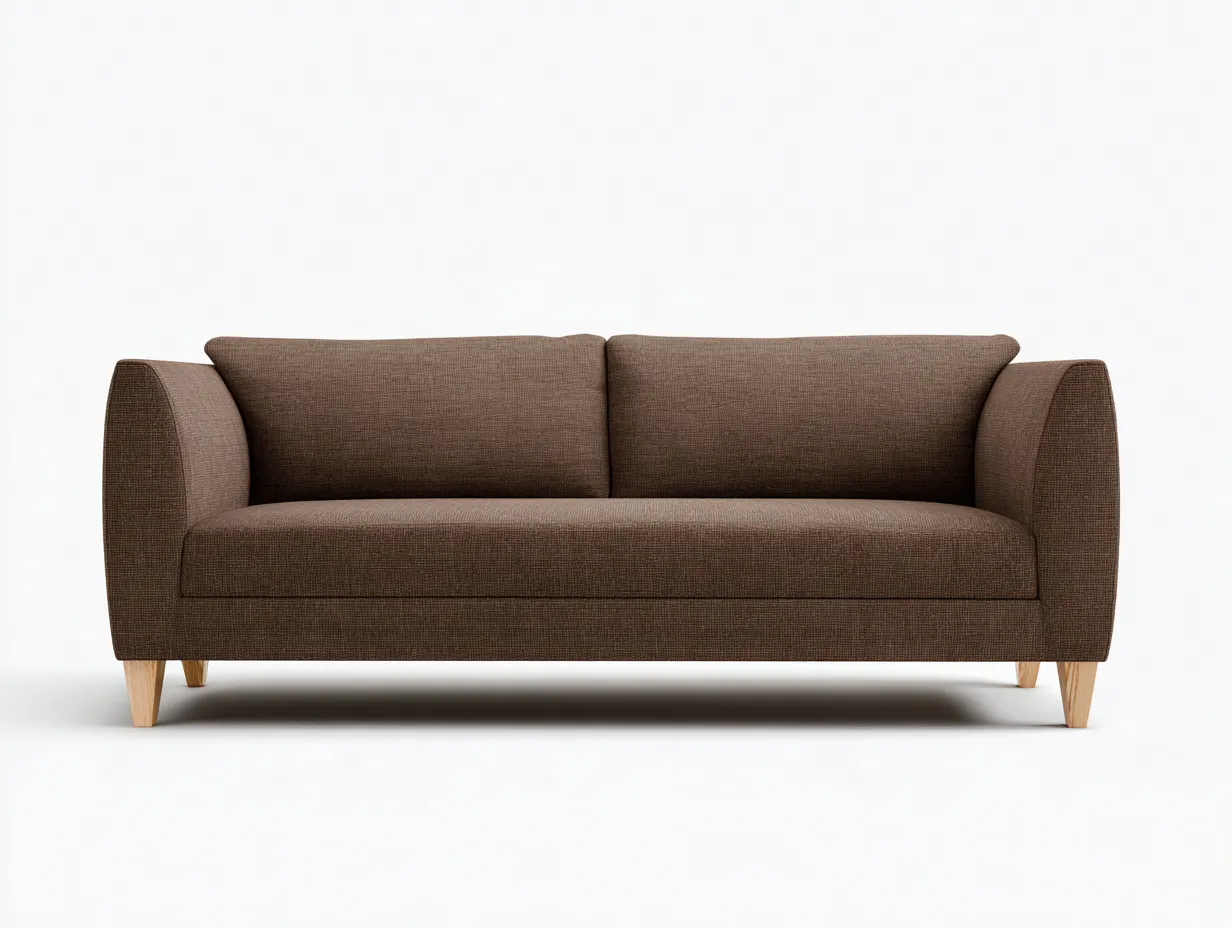 2-Sitzer-Sofa 196x88x83 cm - Strukturstoff Braun - abgerundete Armlehnen und Holzfüße für das Wohnzimmer-Vonoispace