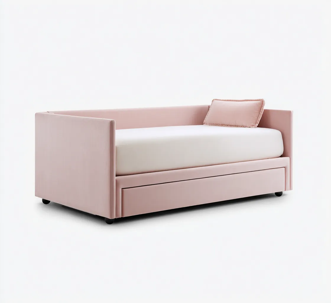Schlafsofa 206x98x84 cm - Samt - Altrosa - geradliniges Tagesbett mit Unterbau für das Wohnzimmer-Vonoispace