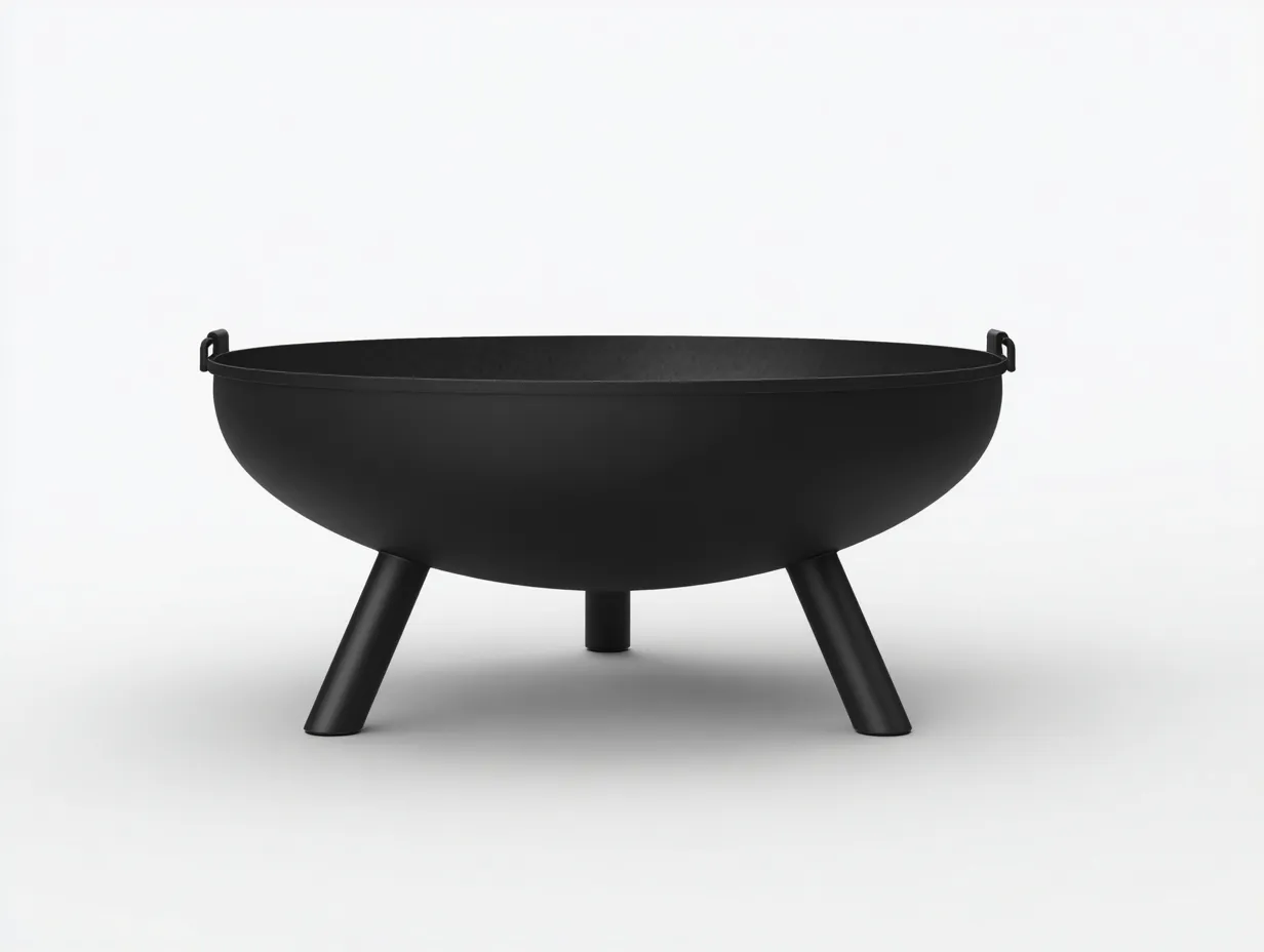 Feuerschale aus Metall 82x82x38 cm - Schwarz - große Rundschale mit Griffen und Dreibein für Gartenfeuer-Zavoahouse