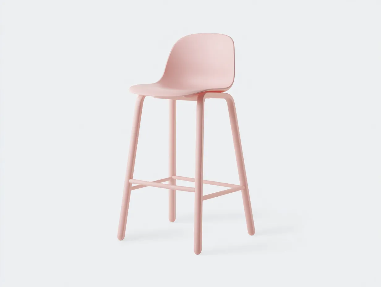 Barhocker mit Kunststoffschale 46x49x98 cm - Rosa - schlankes Gestell mit umlaufender Fußstütze-Zavoahouse