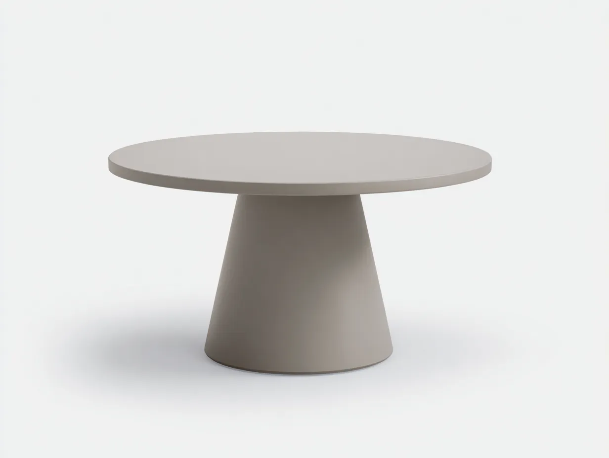 Esstisch rund 112x112x74 cm - Greige - Säulenfuß mit sanfter Kegelform für das Esszimmer-Zavoahouse