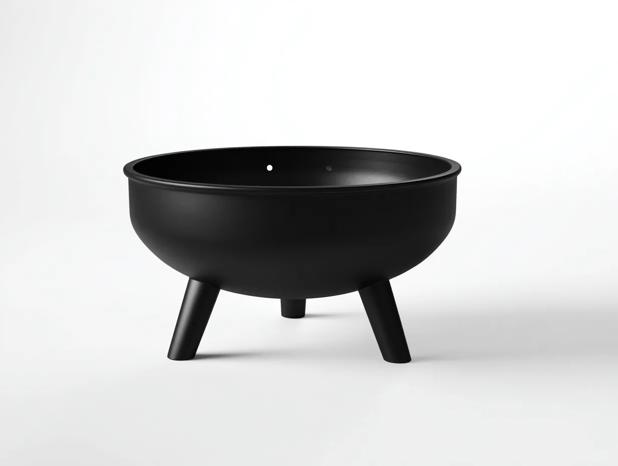 Feuerschale aus Metall 72x72x40 cm - Schwarz - hoher Rand und drei stabile Beine für Garten und Terrasse-Zavoahouse