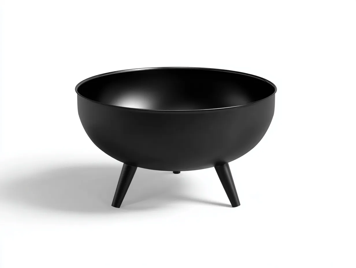 Feuerschale aus Stahl 76x76x35 cm - Schwarz - breite Feuerwanne mit minimalistischer Dreifußbasis für draußen-Zavoahouse