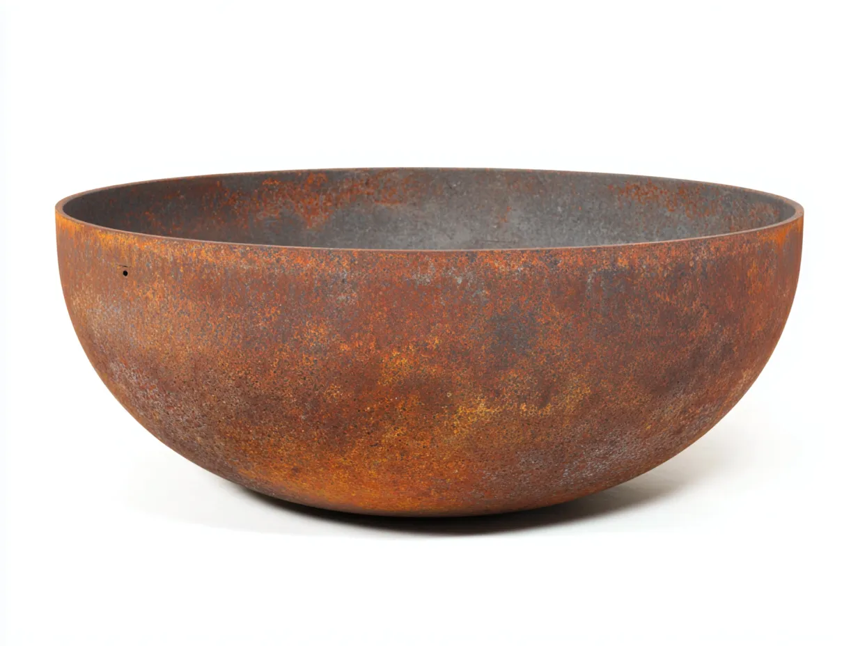 Feuerschale aus Stahl 84x84x29 cm - Rostbraun - breite Schalenform mit natürlicher Patina für draußen-Zavoahouse
