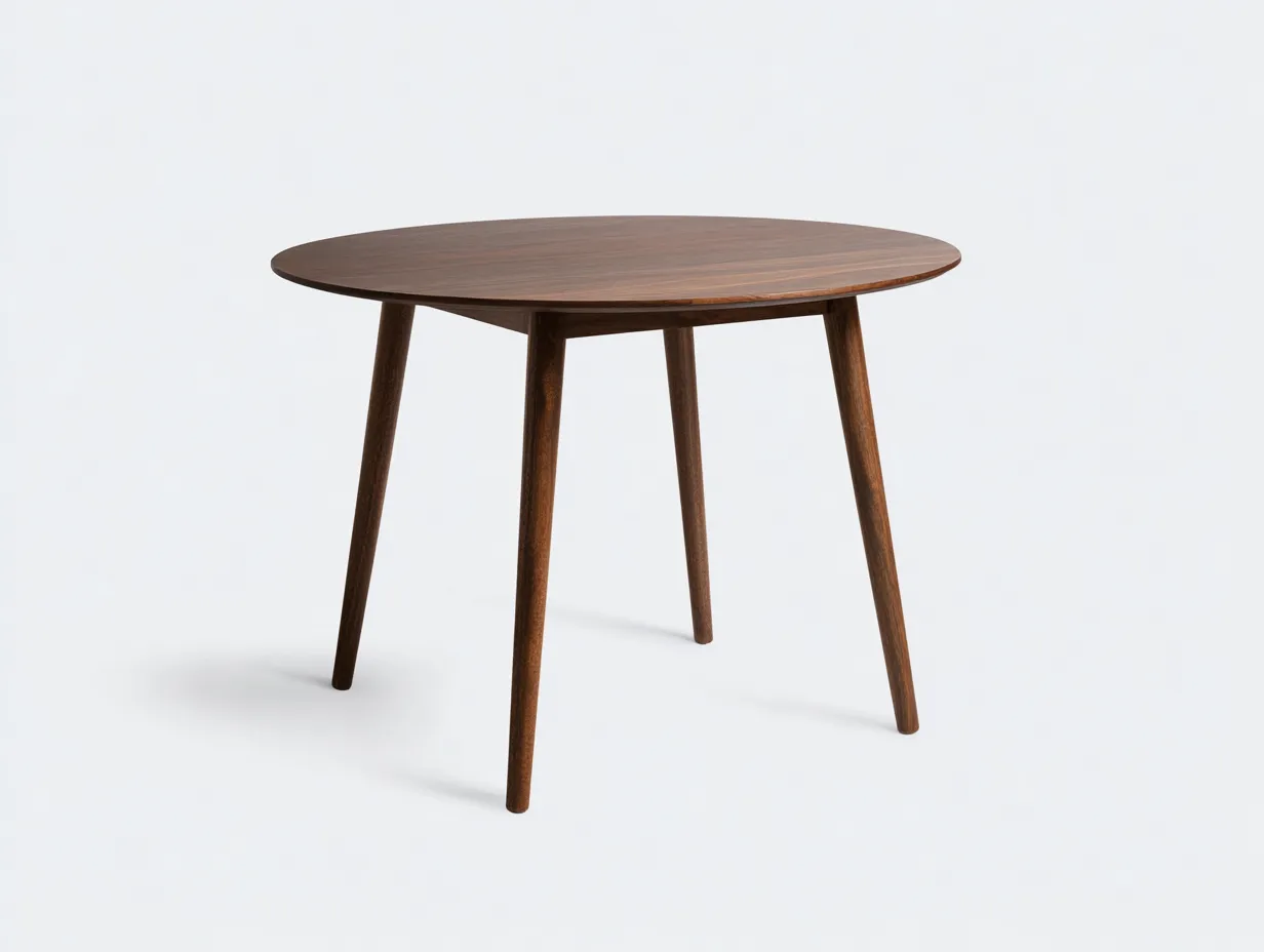 Esstisch rund 116x116x76 cm - Walnussbraun - gebogene Holzbeine im organischen Design für das Esszimmer-Zavoahouse