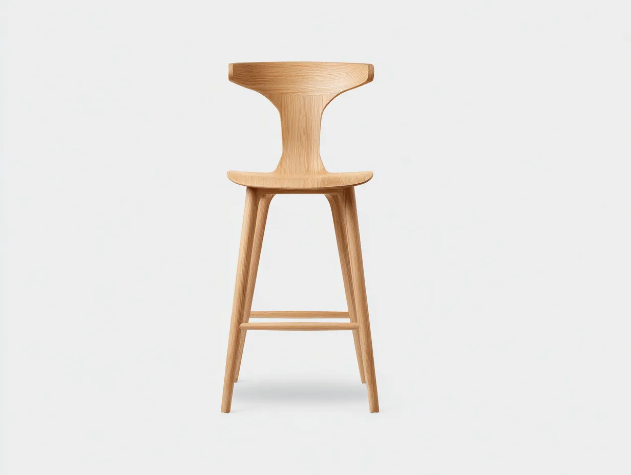 Barhocker aus Eichenholz 46x48x96 cm - Naturholz - organische Rückenlehne und integrierte Fußstütze-Zavoahouse