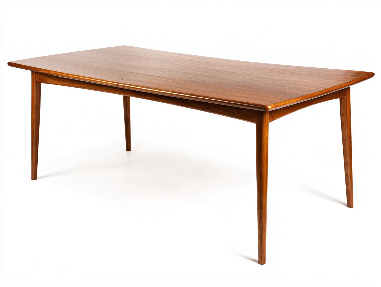 Esstisch rechteckig 195x90x75 cm - Teakbraun - schlanke Holzbeine mit gerundeter Tischkante für das Esszimmer-Zavoahouse
