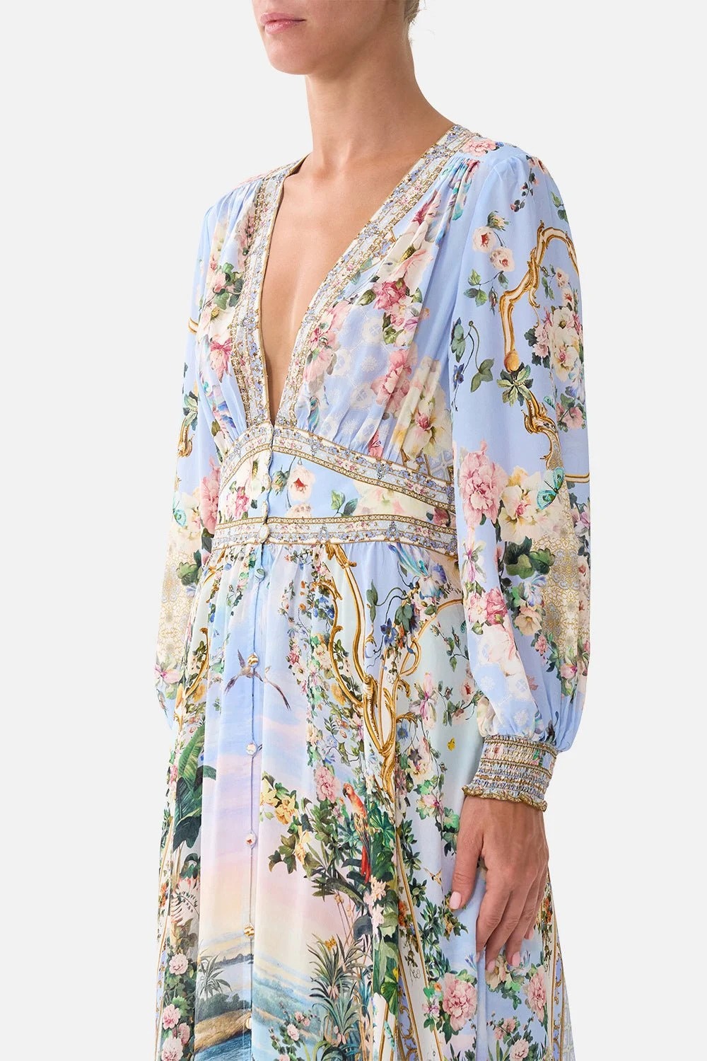 Button Dress With Shaped Waistband