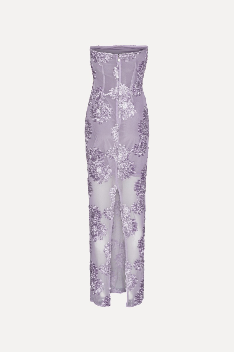 3d Mesh Maxi Dress Purple