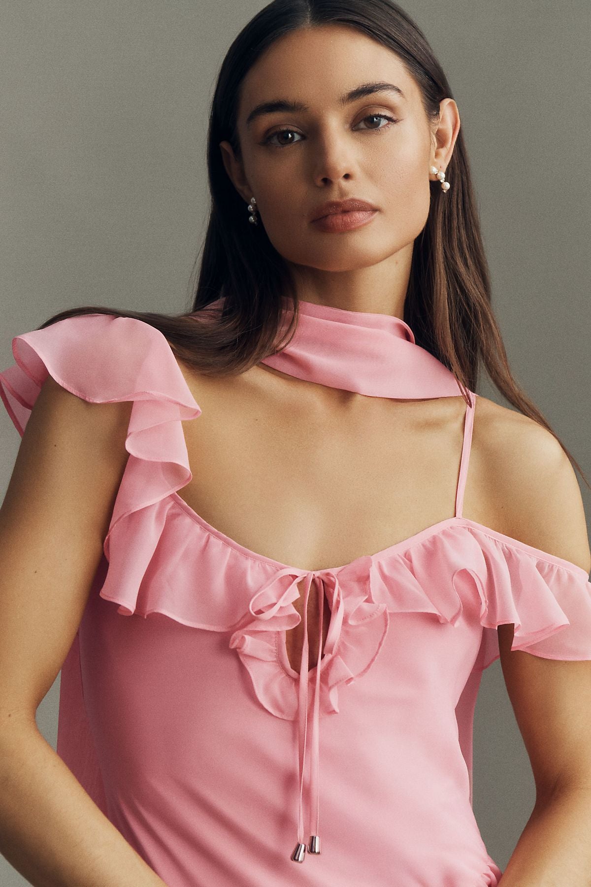 BHLDN Lottie Ruffled Chiffon Gown 2