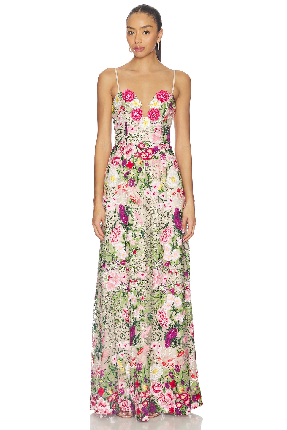 Premium Embroidered Floral Maxi Evening Dress
