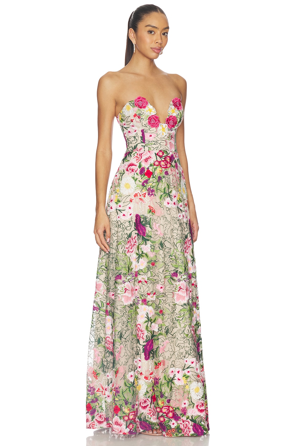 Premium Embroidered Floral Maxi Evening Dress