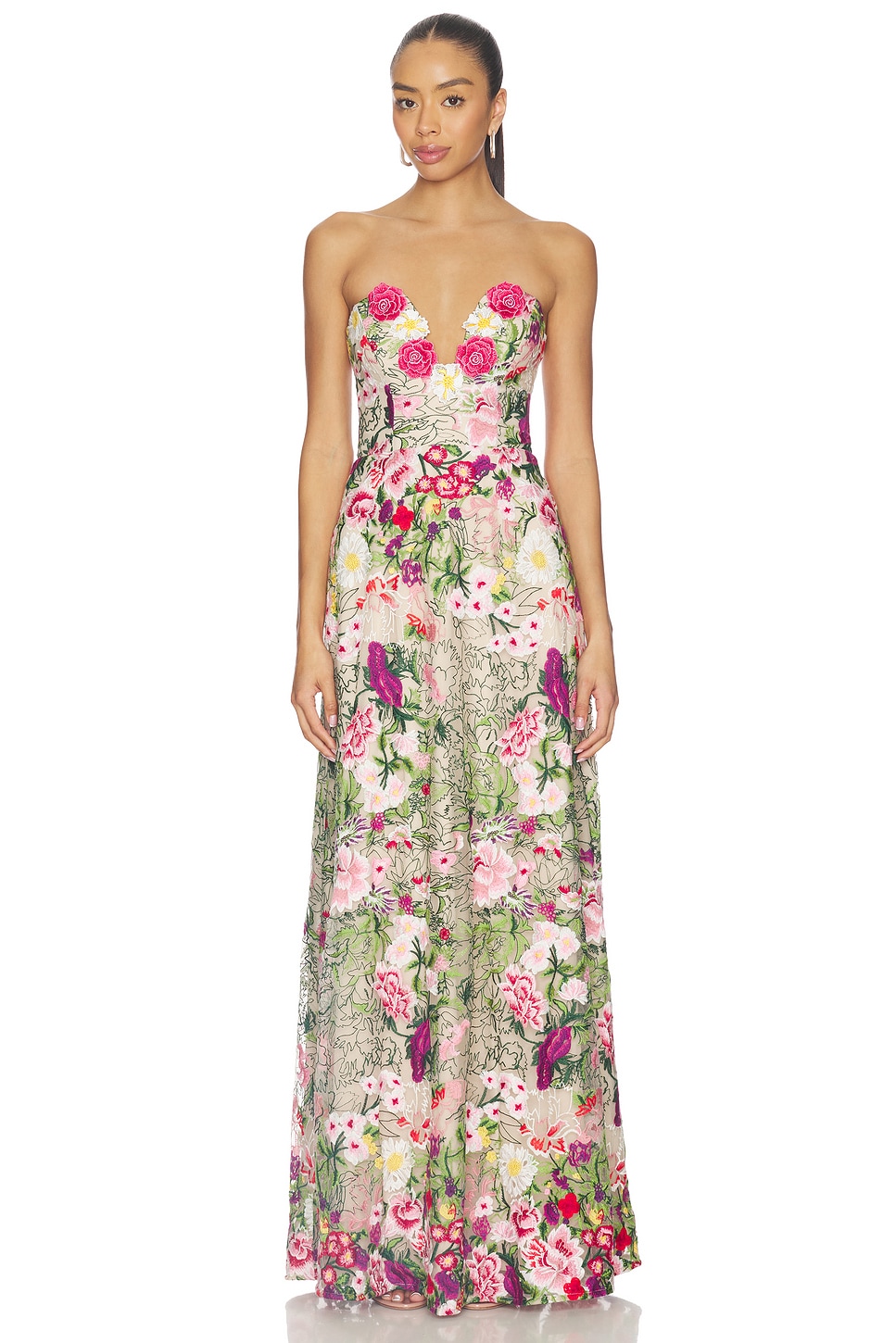 Premium Embroidered Floral Maxi Evening Dress