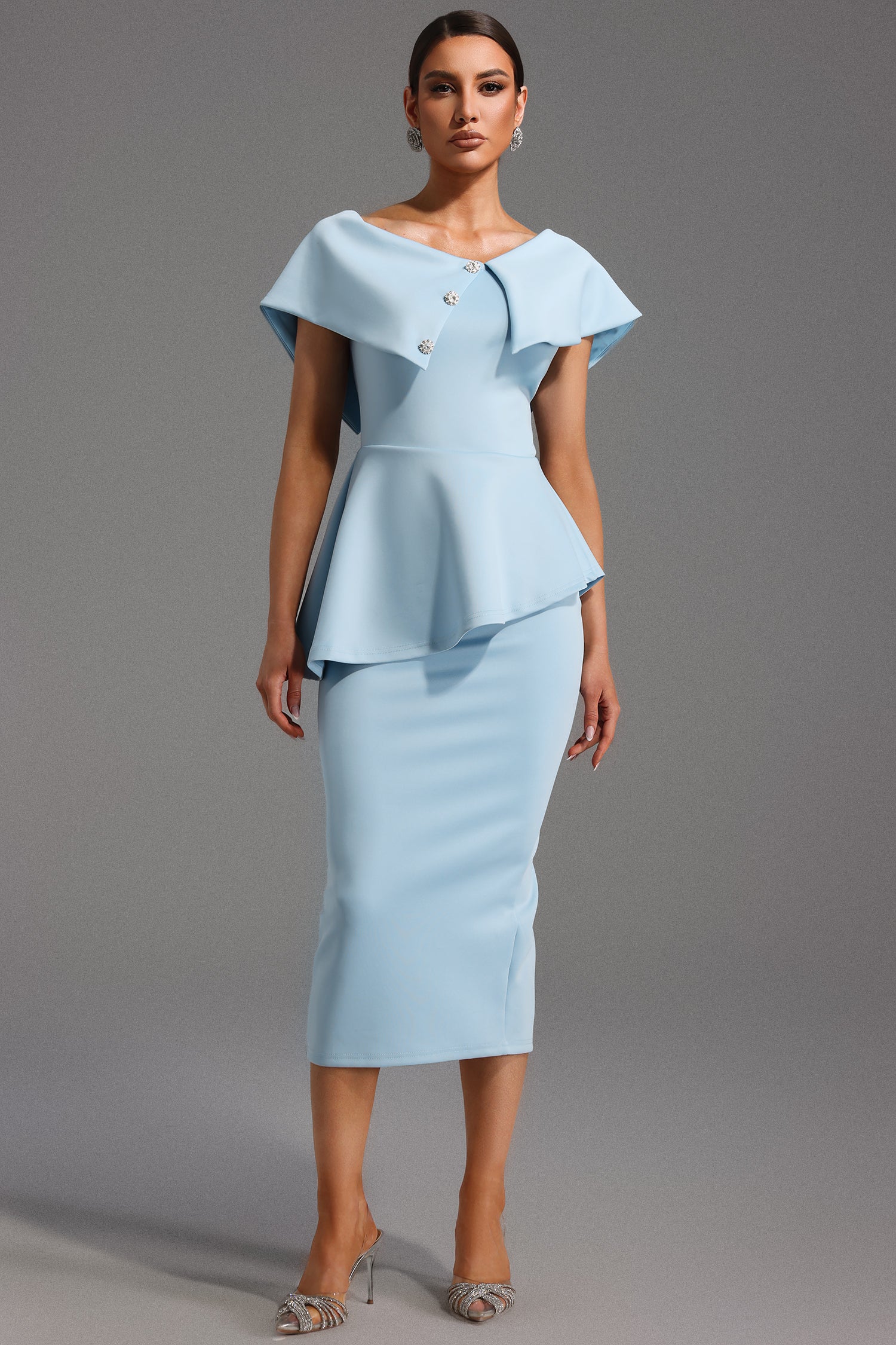Tearnie One Shoulder Flounce Midi Dress