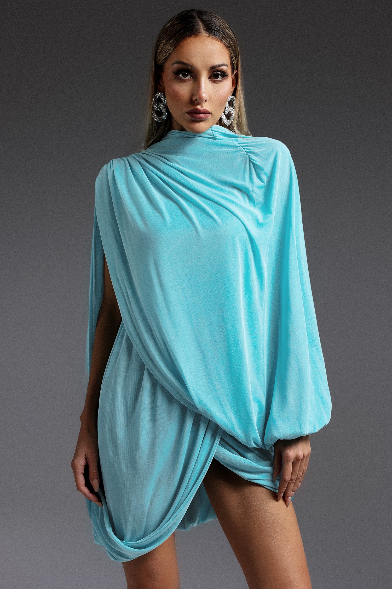 Ternan Long Sleeve Fold Splice Mini Dress