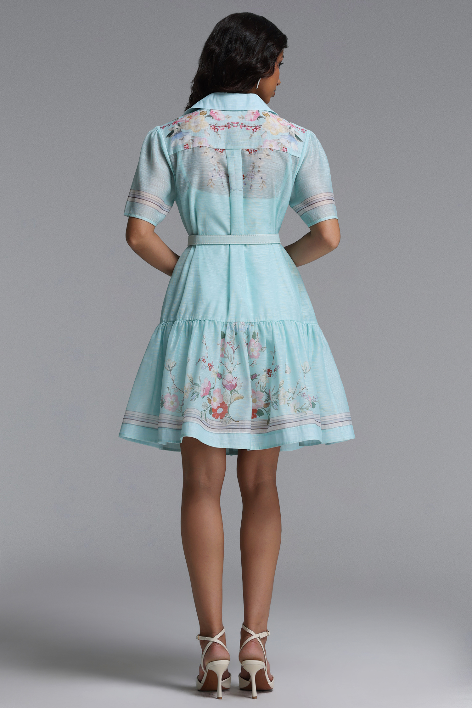 Nikuna Resort Flowy Short Sleeve Floral Print Woven Mini Dress