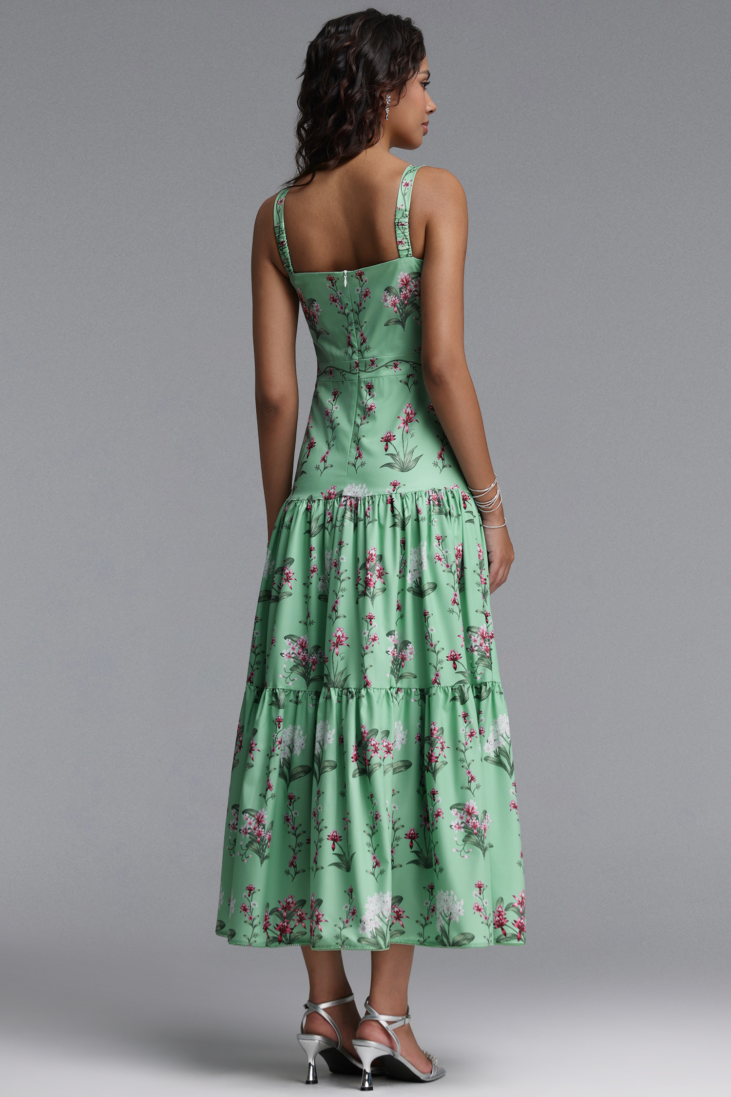 Yuio Resort Flowy Floral Print Woven Maxi Dress