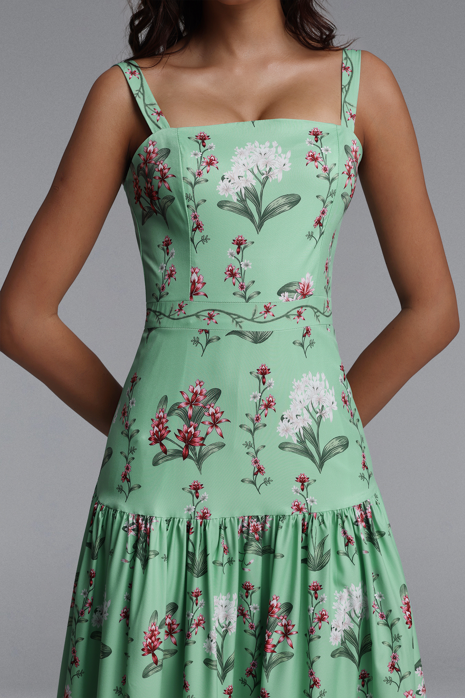 Yuio Resort Flowy Floral Print Woven Maxi Dress