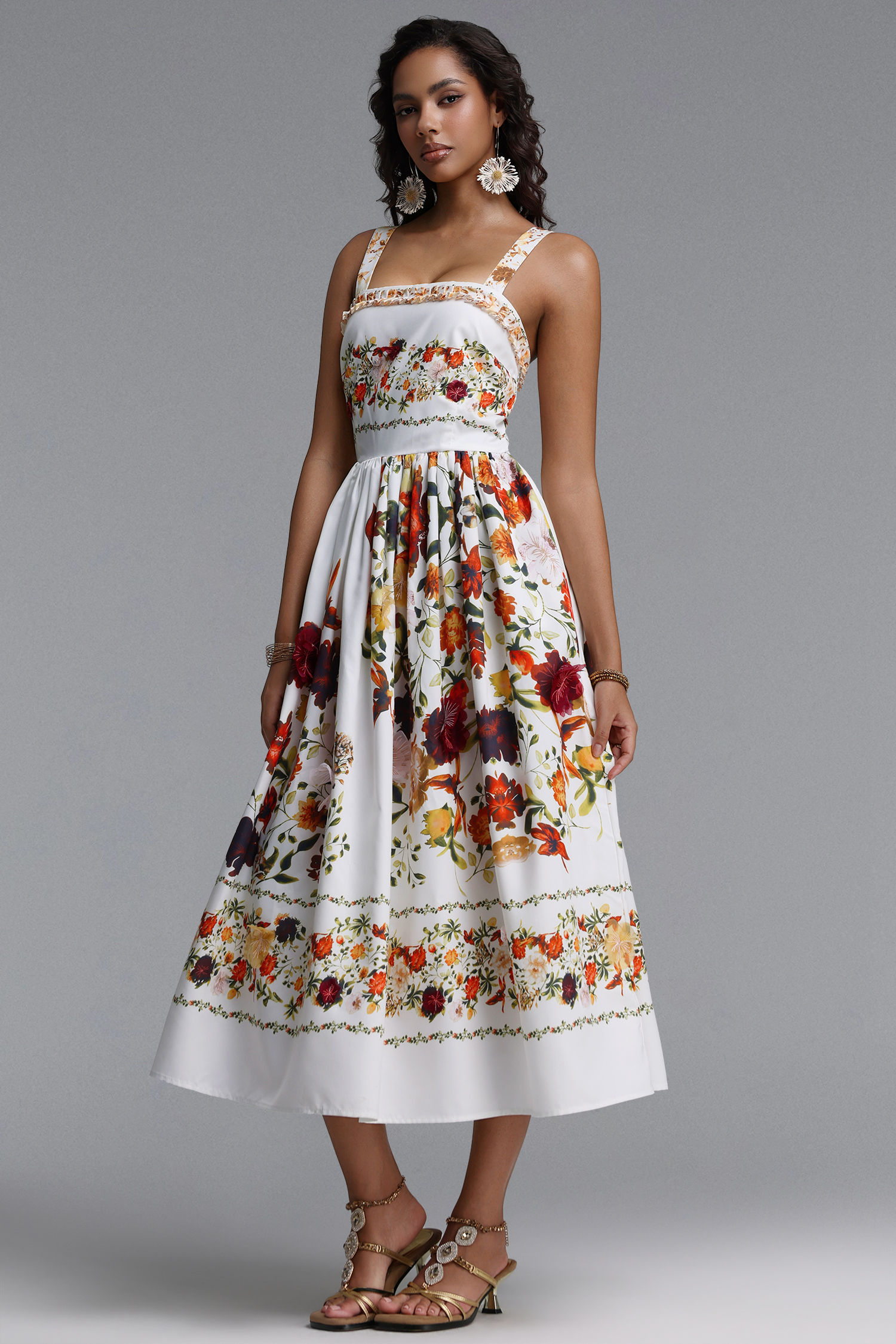Gayu Resort Flowy Sleeveless Floral Print Woven Floral Maxi Dress
