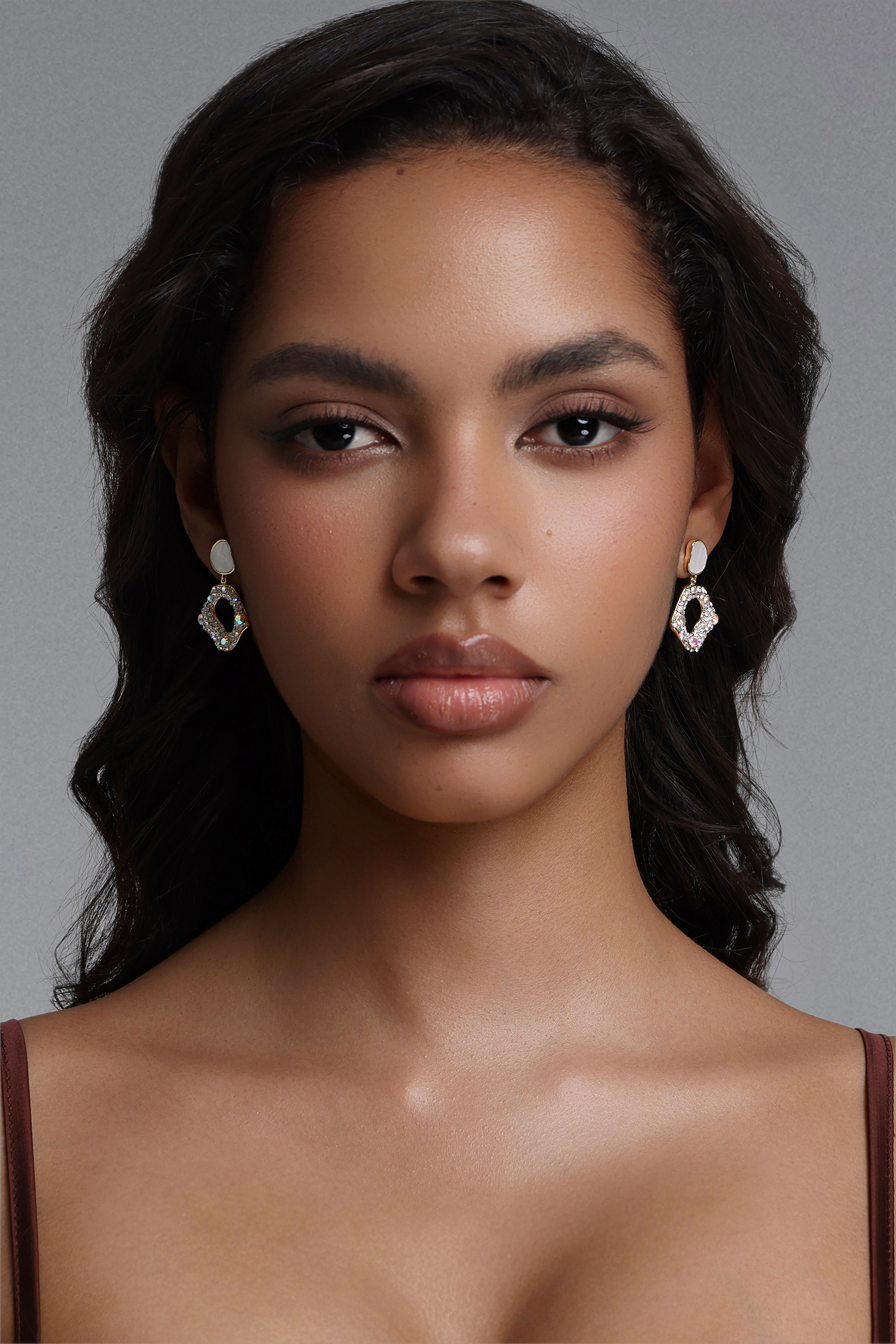 Yoli Irregular Diamond Hollow Geometric Drop Earrings