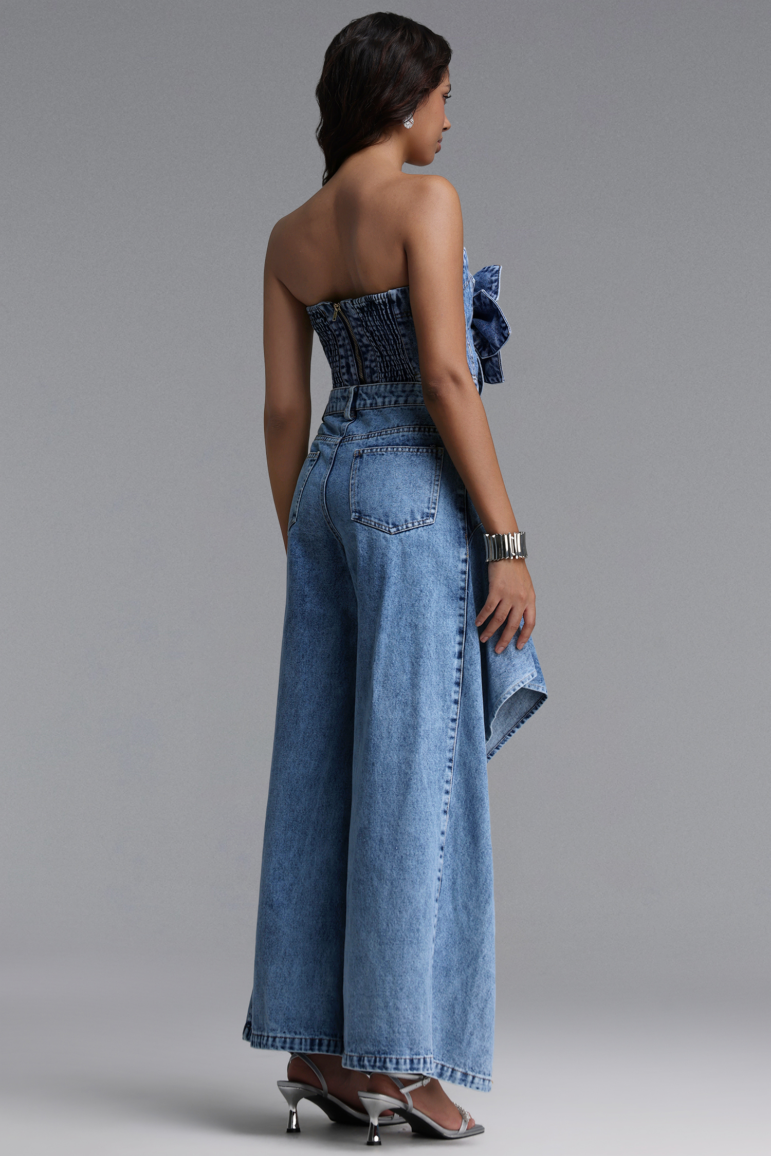 Pallas Chic Floral Slit Denim Top Or Pants
