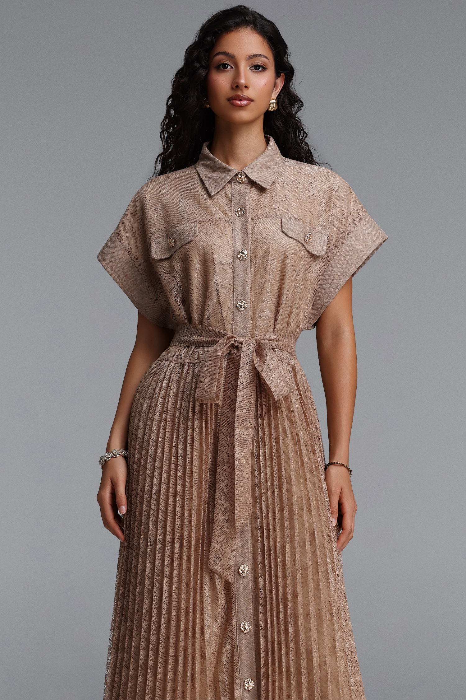 Sophia Vintage Tailored Sleeveless Lace Maxi Dress