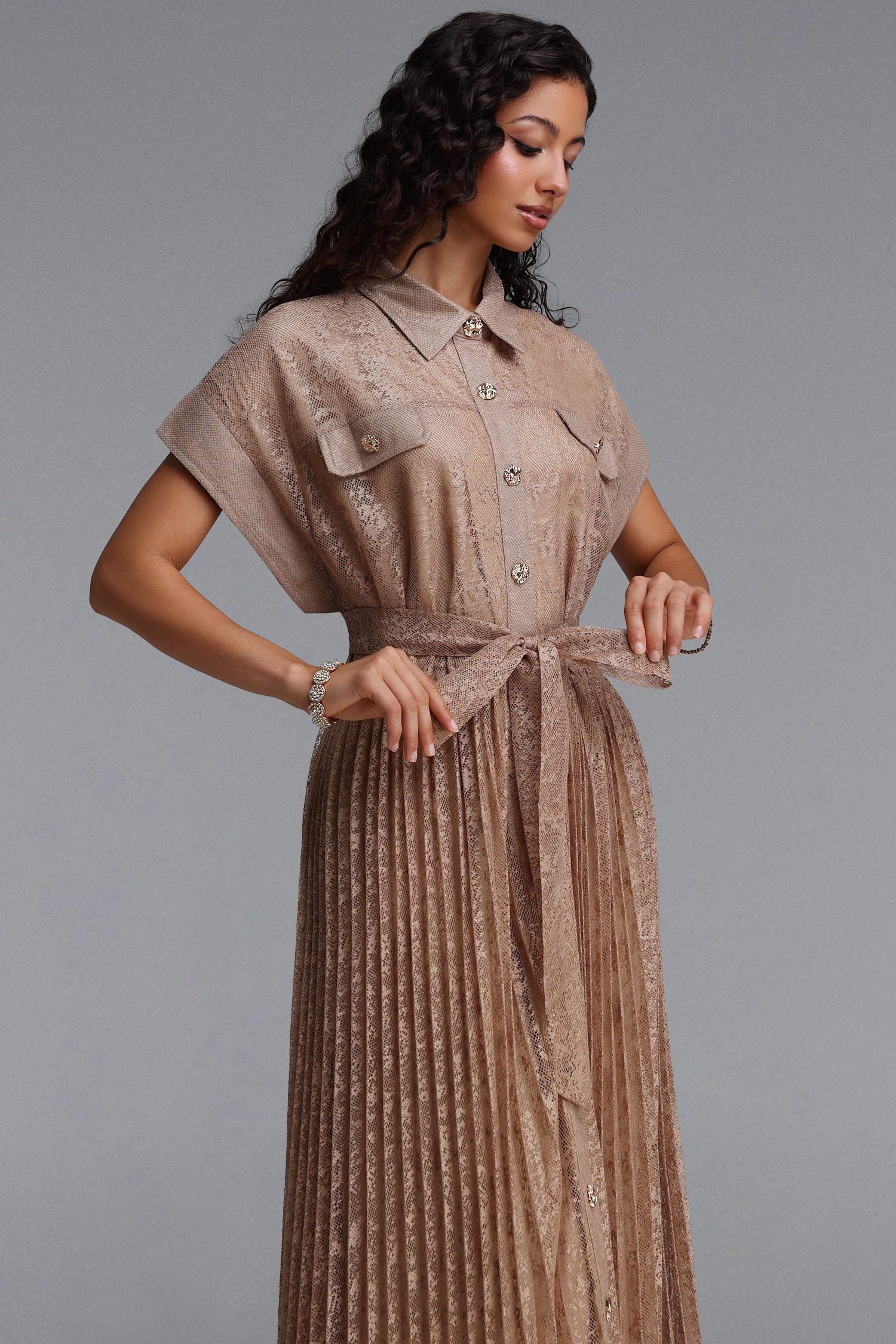 Sophia Vintage Tailored Sleeveless Lace Maxi Dress