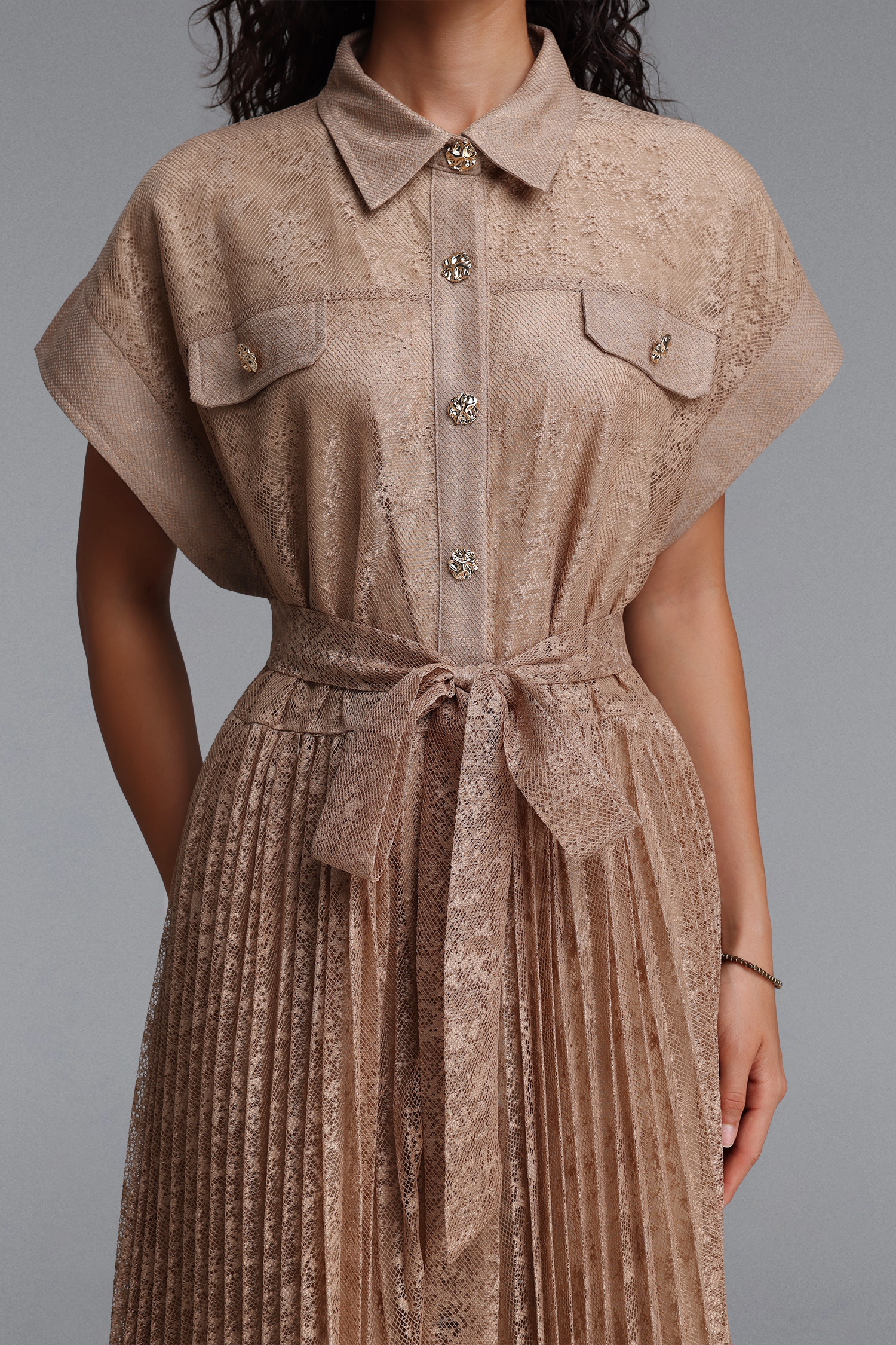 Sophia Vintage Tailored Sleeveless Lace Maxi Dress